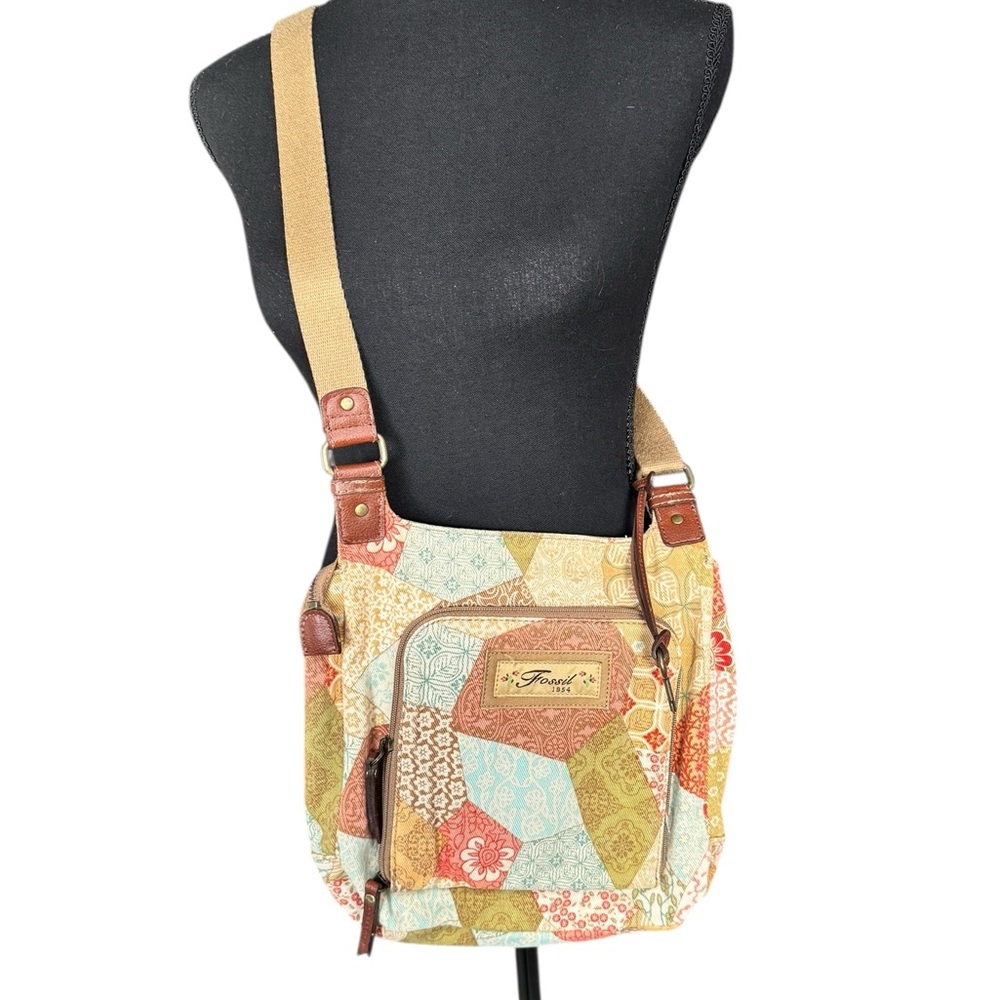 Fossil Patchwork Crossbody Bag Boho Cottagecore C… - image 1